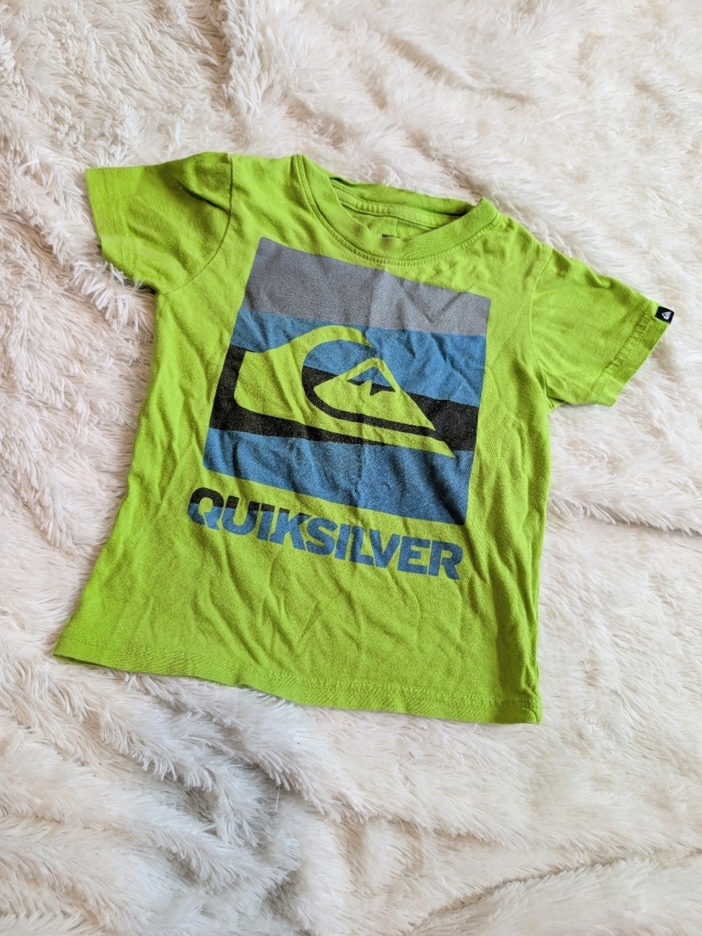 Quiksilver 100% Cotton Neon Lime Green Graphic Tshirt Toddler Size 2T